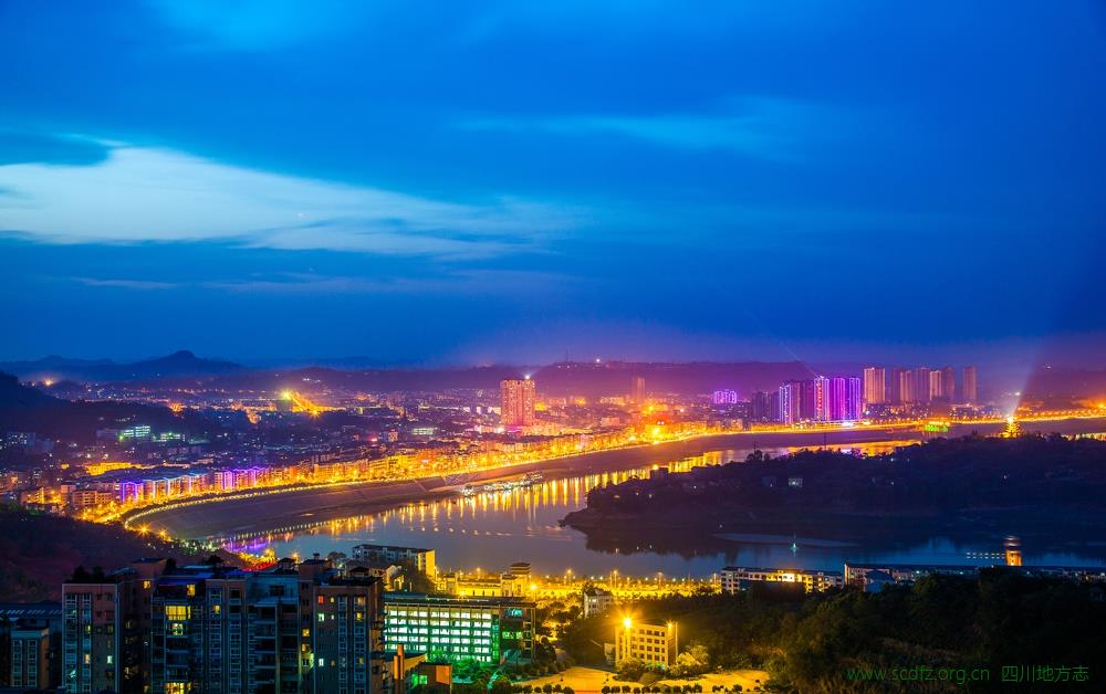 渠江夜景(广安市广安区地方志编纂中心 供图)