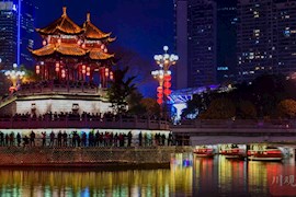 锦江亮灯 合江亭再现公园城市璀璨夜景